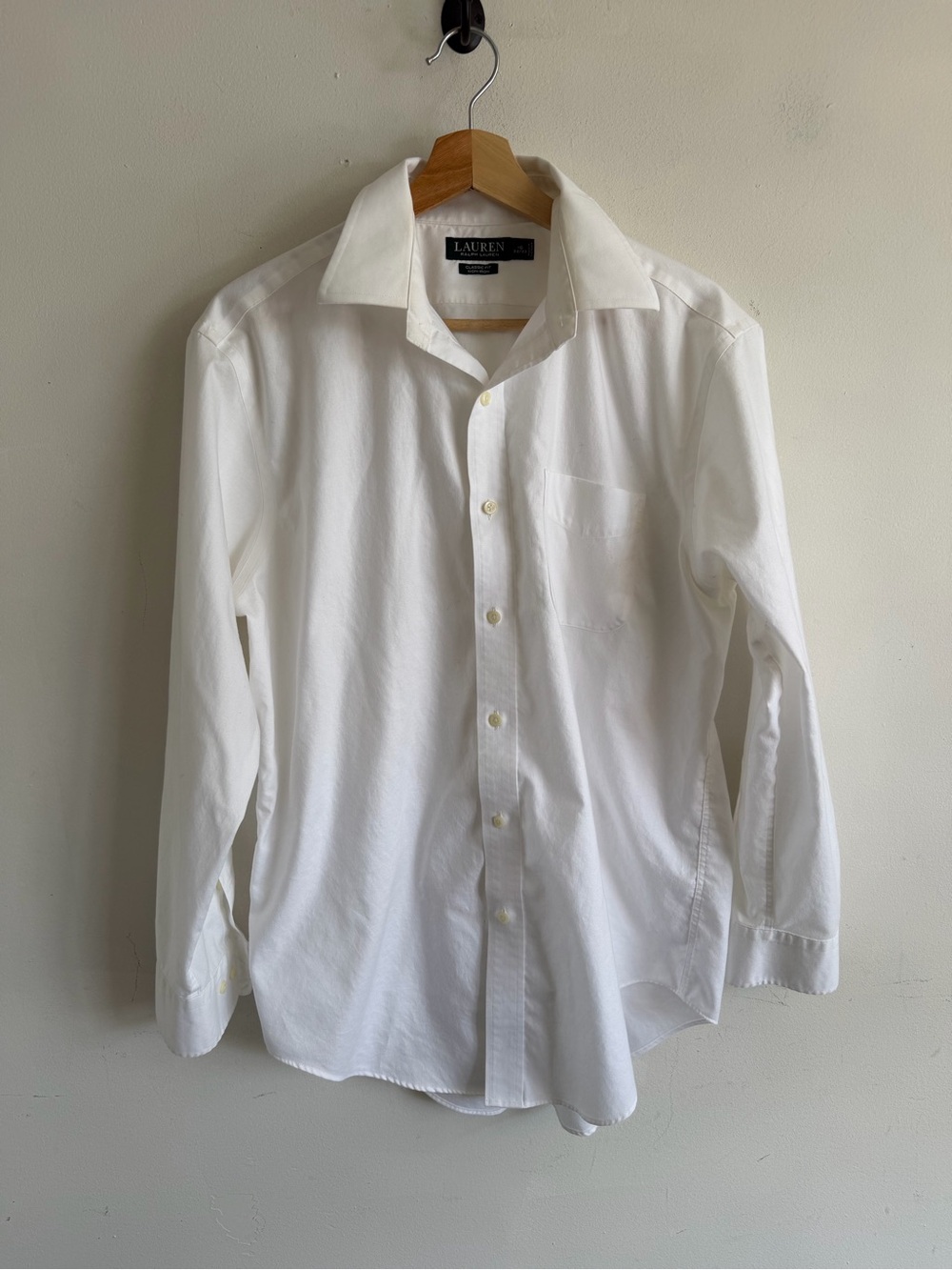 Ralph Lauren White Long-Sleeve Button-Up Dress Shirt